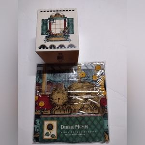 Debbie mumm vinyl shower curtain and tissue box